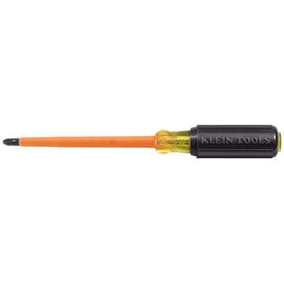Klein 603-4-INS 4 in. Round-Shank Screwdriver, Insulated, No. 2 Phillips Tip KLE-603 4 INS