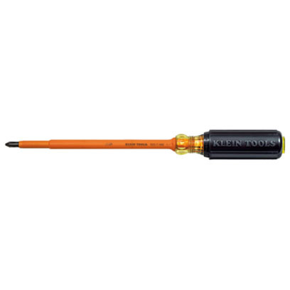 Klein 6037INS 7 in. Round-Shank Screwdriver, Insulated, No. 2 Phillips Tip 6037INS
