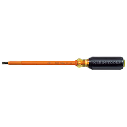 Klein 605-7-INS 7" Round-Shank Screwdriver, 1/4 in. Cabinet Tip, Insulated 605-7-INS