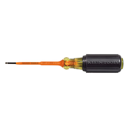 Klein 607-3-INS Screwdriver, 3" Shank, 3/32 in. Cabinet Tip, Insulated 607-3-INS