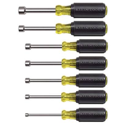 Klein 631M 7 Piece Nut Driver Set- 3 in. Hollow Shanks, Magnetic Tips 631M