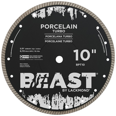 Lackmond BPT10 BEAST PRO 10in Turbo Diamond Blade for Cutting Porcelain BPT10