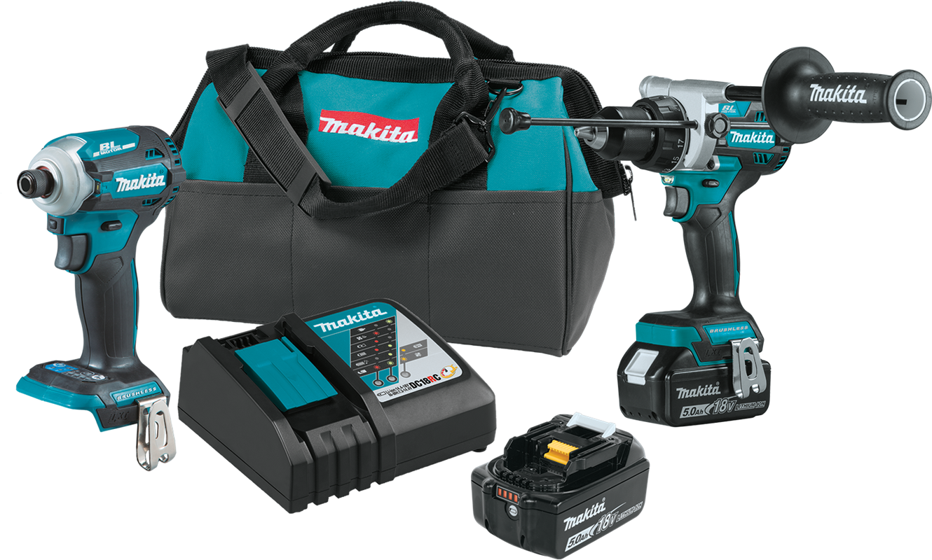  Makita 18V LXT® Lithium‑Ion Brushless Cordless 2‑Pc. Combo Kit (5.0Ah)