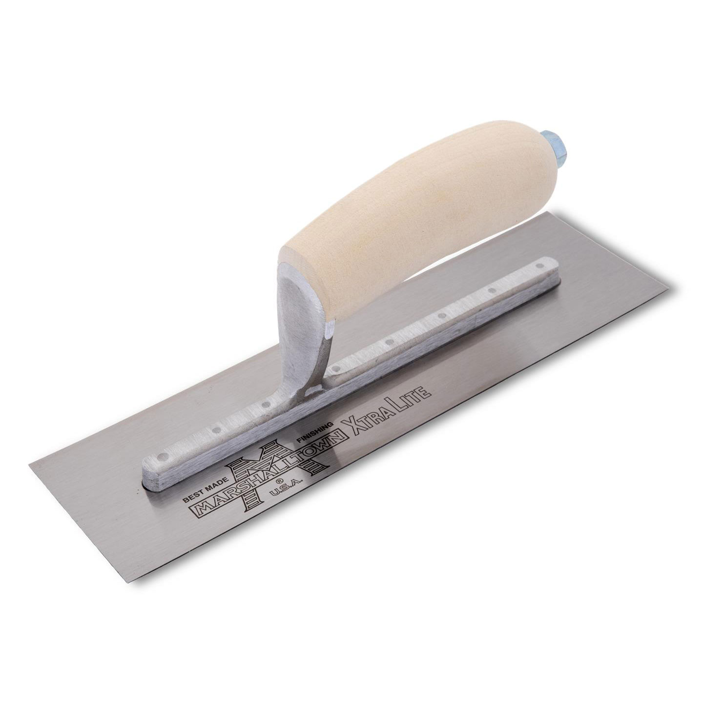 Marshalltown MXS91 10-1/2in x 4-1/2in Finishing Trowel with Curved Wood Handle MXS91