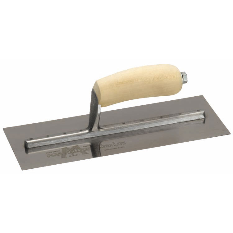 Marshalltown MXS1SS 11in x 4-1/2in Stainless Finishing Trowel with Curved Wood Handle MXS1SS