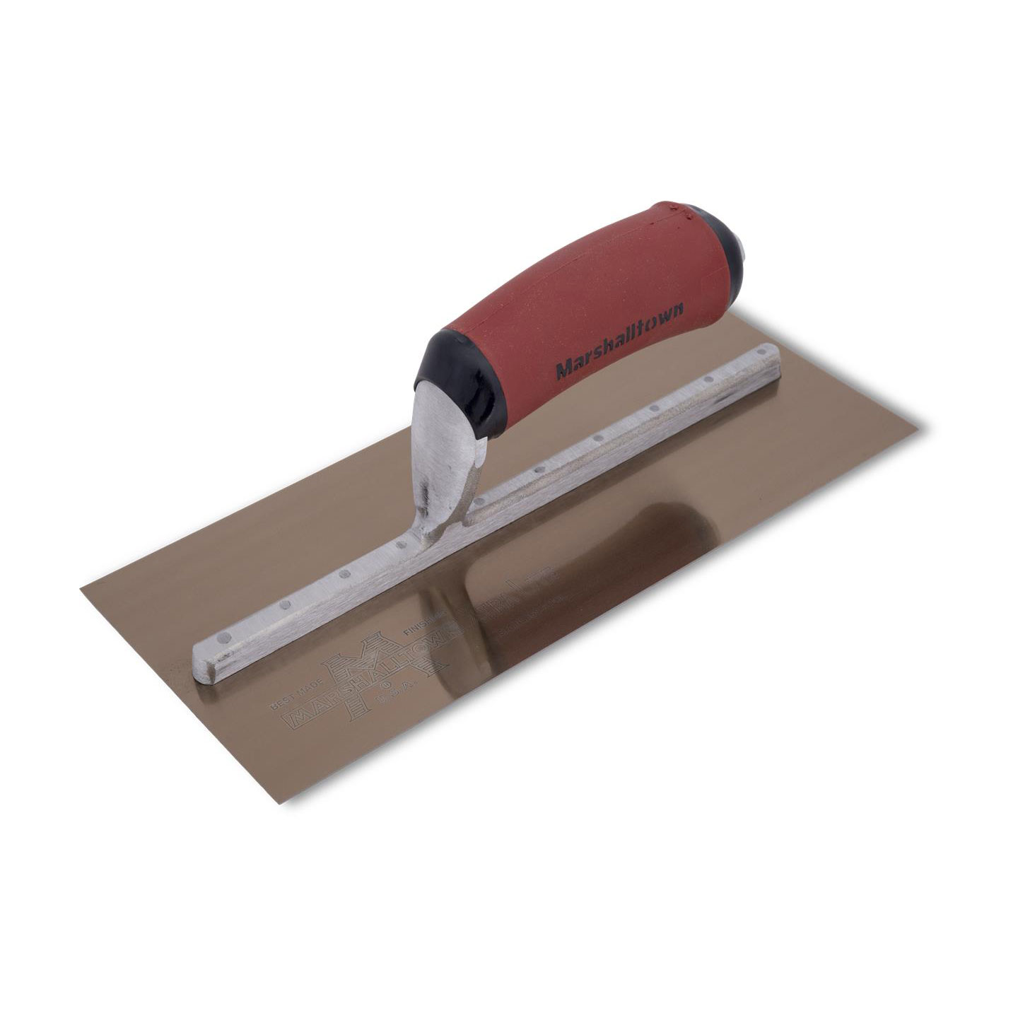 Marshalltown MXS4GSD 11-1/2in x 4-3/4in Golden Stainless Finish Trowel with Curved DuraSoft Handle MXS4GSD