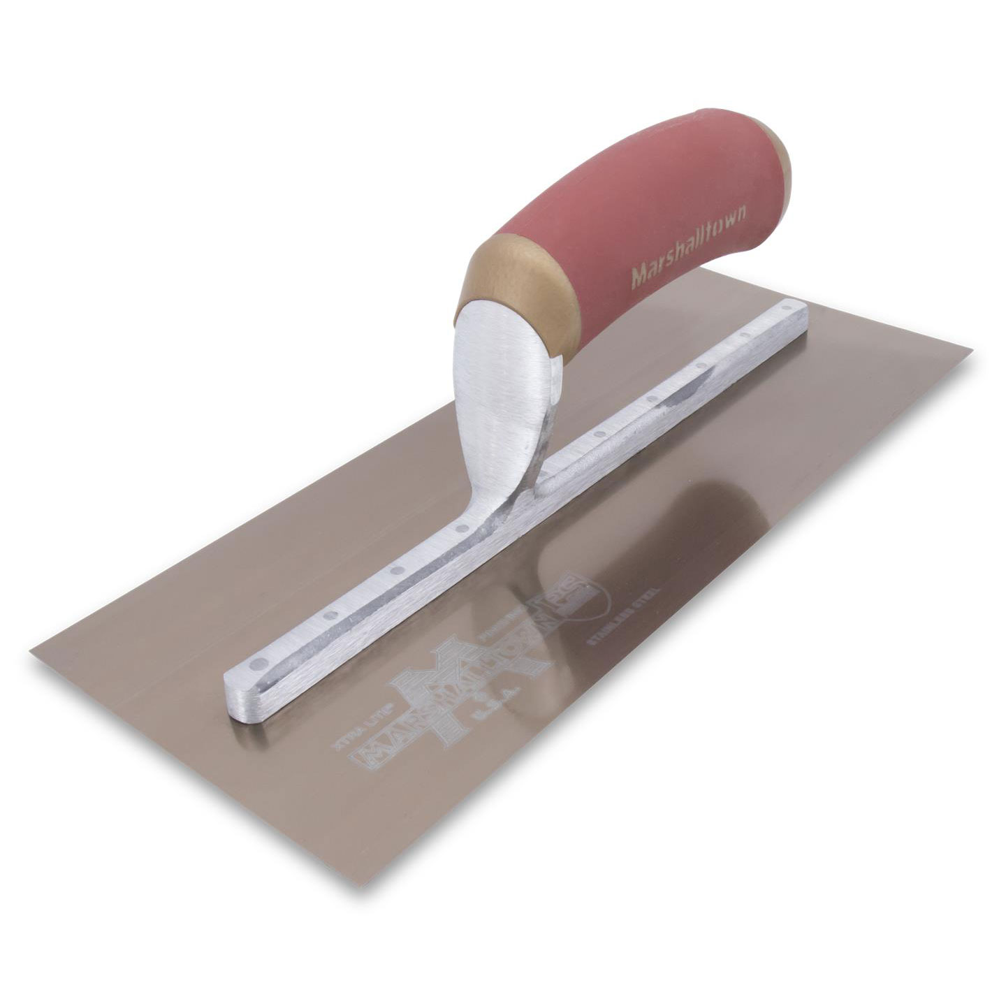 Marshalltown PB4GSD 11-1/2in x 4-3/4in Golden Stainless PermaShape Broken-In Trowel with Durasoft Handle PB4GSD