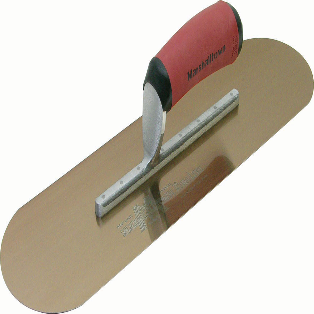 Marshalltown SP14GSD 14in x 4in Golden Stainless Steel Pool Trowel with DuraSoft Handle SP14GSD
