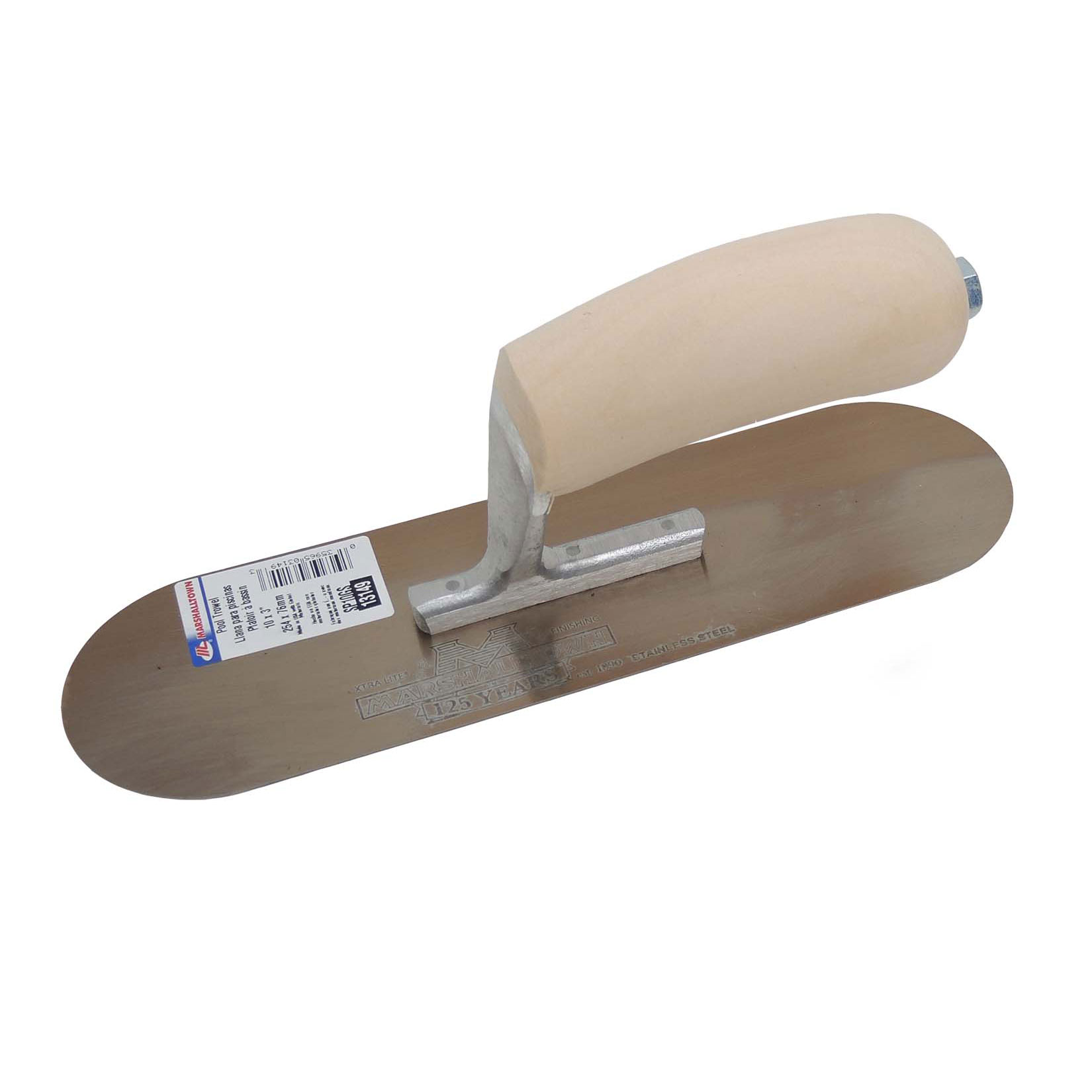 Marshalltown SP10GS 10in x 3in Golden Stainless-Steel Pool Trowel with Wood Handle SP10GS