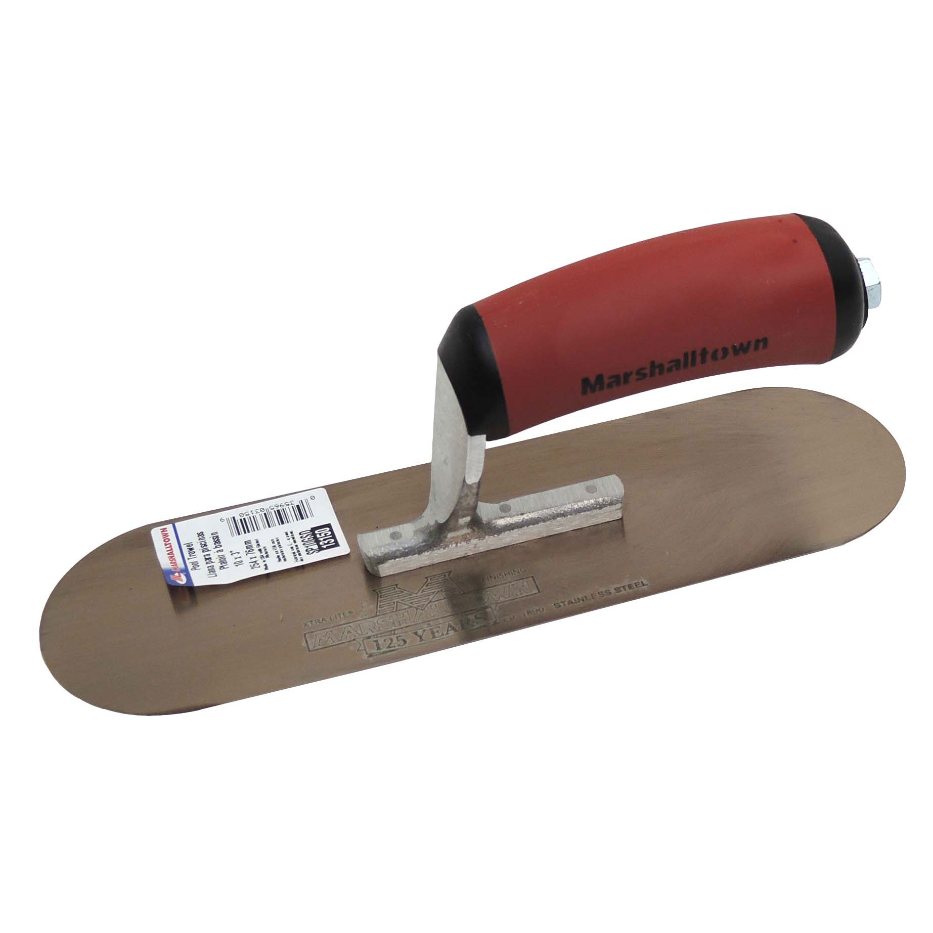 Marshalltown SP10GSD 10in x 3in Golden Stainless Steel Pool Trowel with DuraSoft Handle SP10GSD