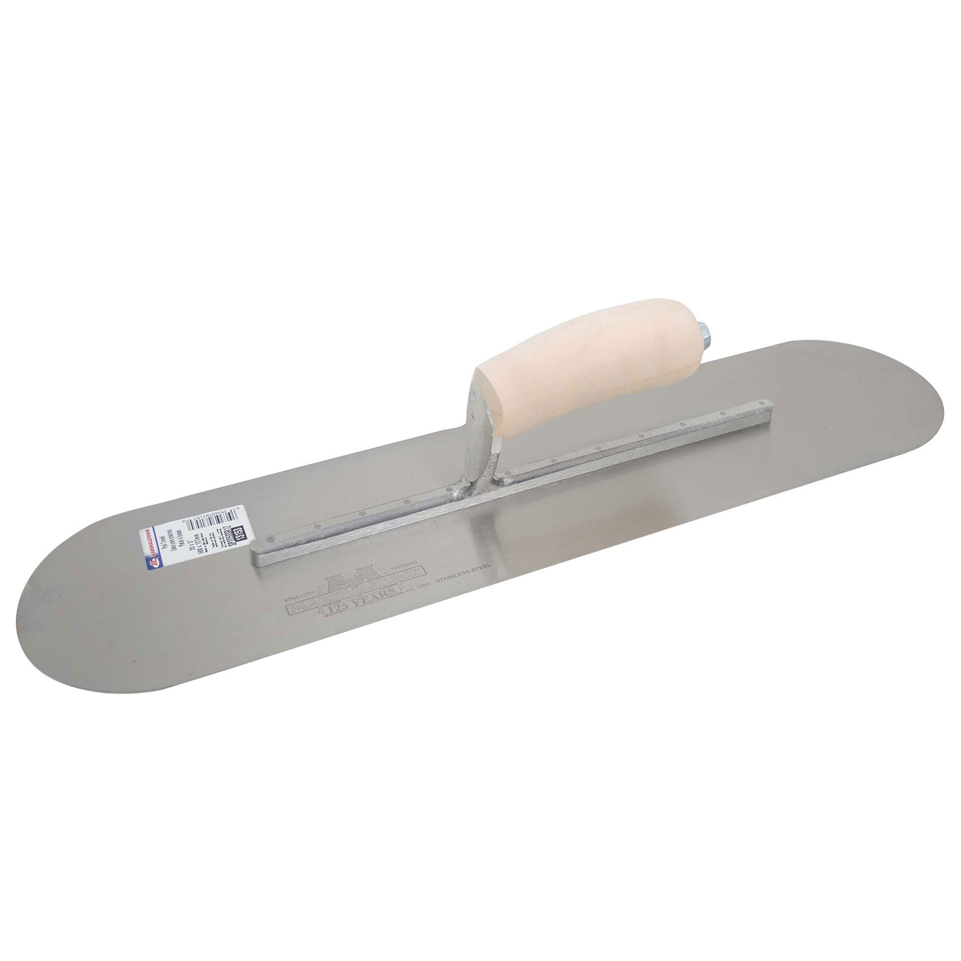 Marshalltown SP205SSR12 20in x 5in Pool Trowel with Exposed Rivet Trowels and Wood Handle SP205SSR12