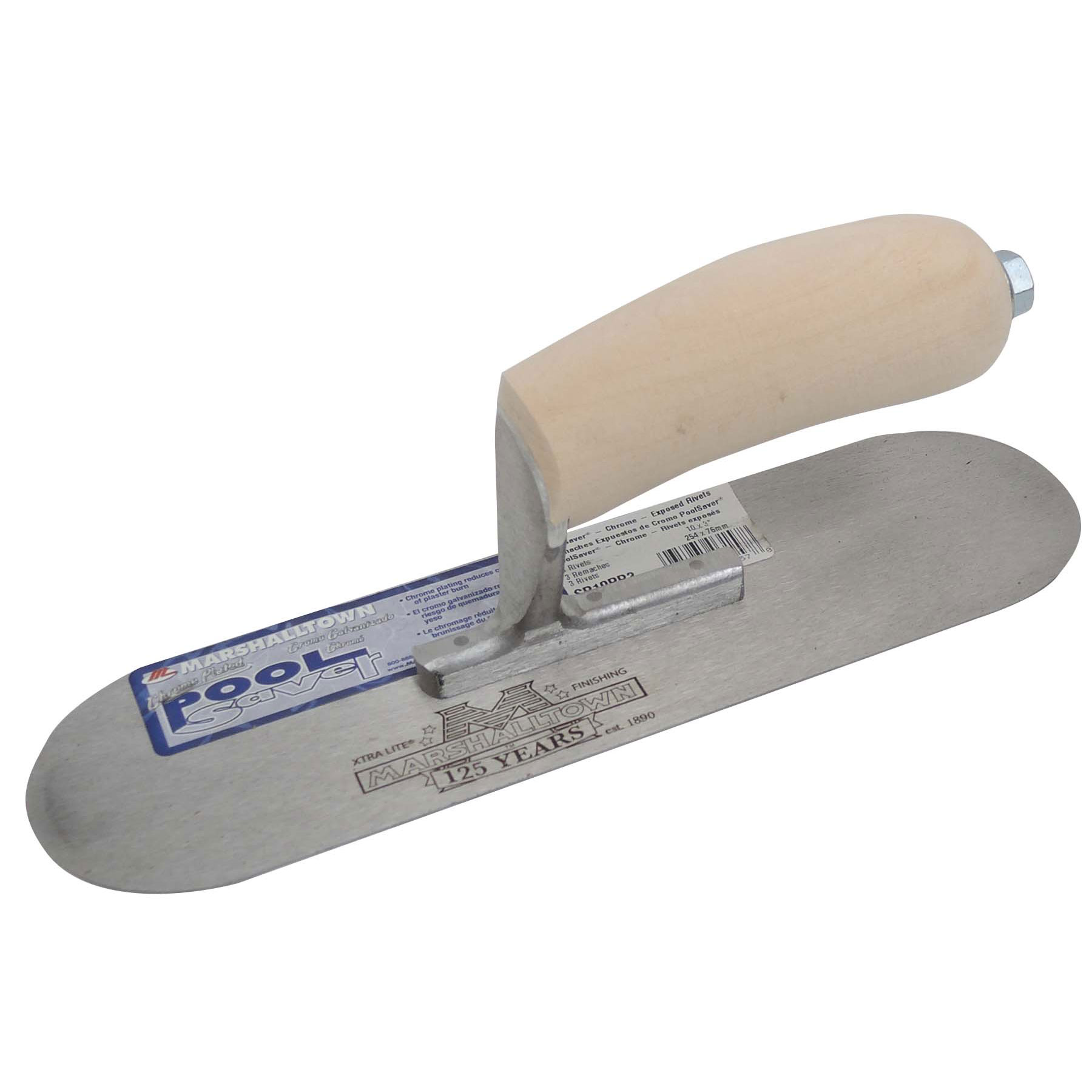Marshalltown SP10PR3 10in x 3in PoolSaver Trowel with Exposed Rivet Trowels and Wood Handle SP10PR3