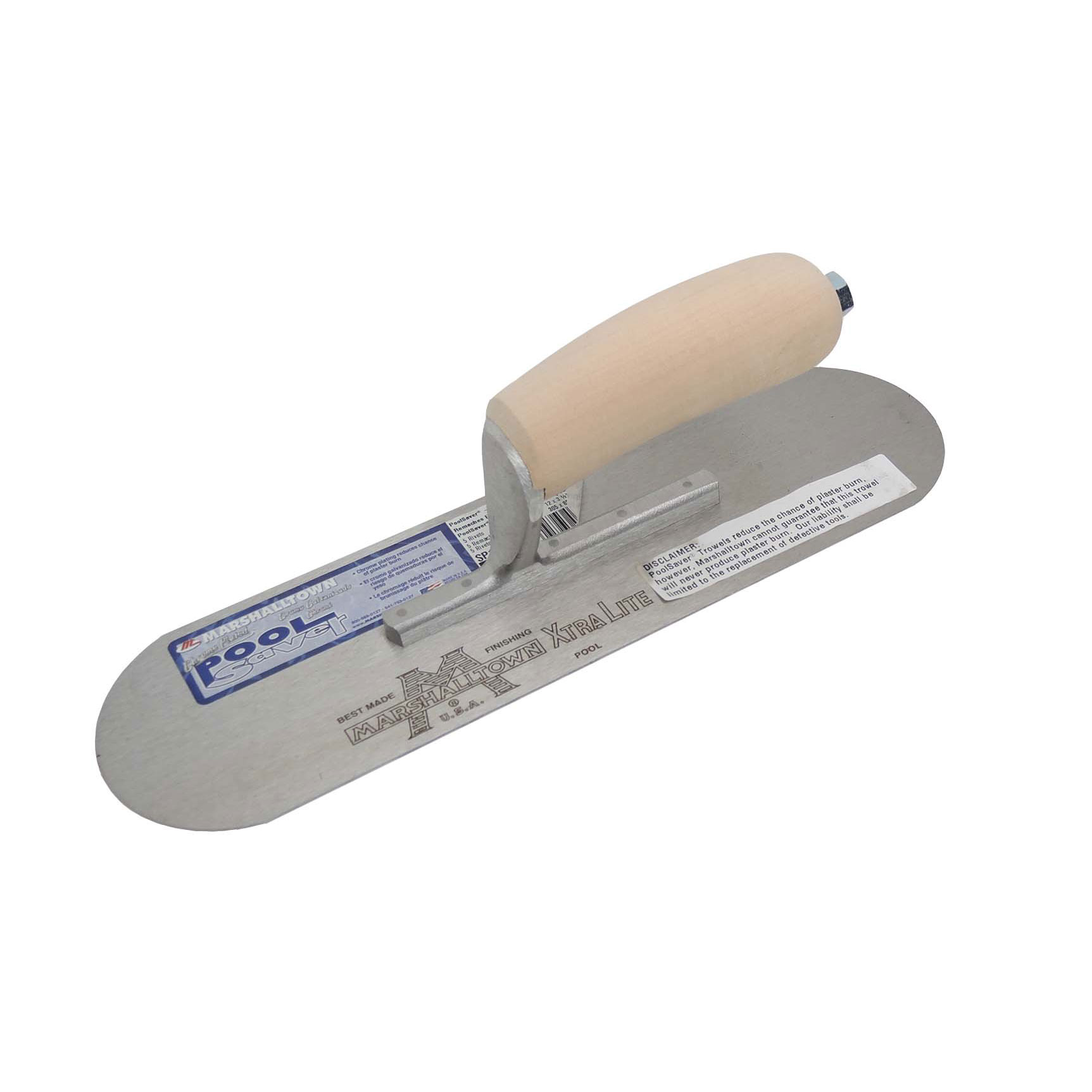 Marshalltown SP12PR5 12in x 3-1/2in PoolSaver Trowel with Exposed Rivet Trowels and Wood Handle SP12PR5