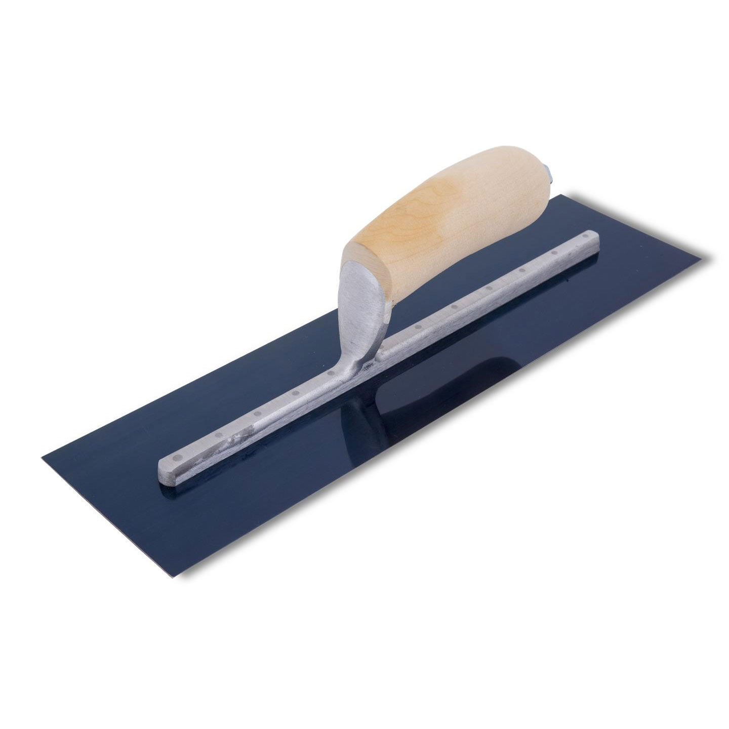 Marshalltown MXS57B 14in x 3in Blue Steel Finishing Trowel with Curved Wood Handle MXS57B