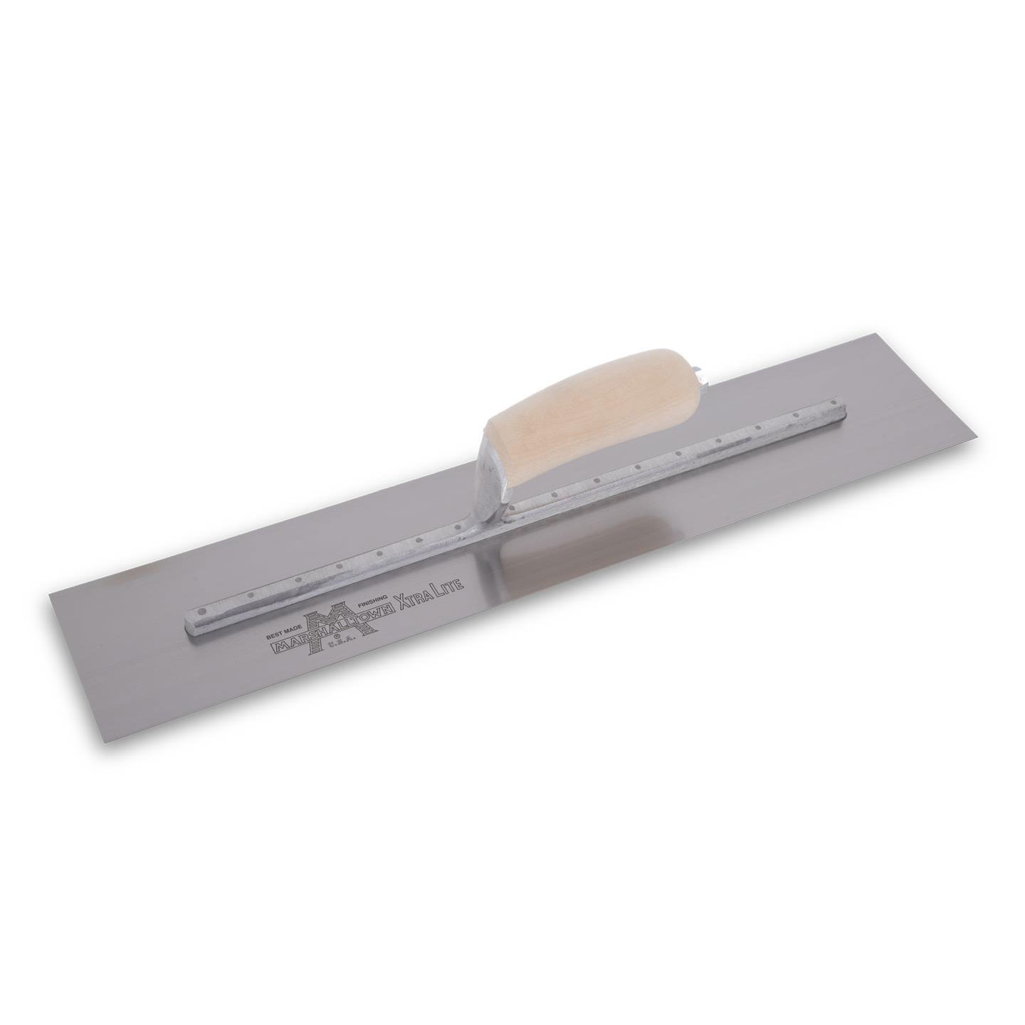 Marshalltown MXS77 - 18in X 4in Finishing Trowel w/Curved Wood Handle 1/2 Finishing Trowel-Curved Hdle MAT-MXS77