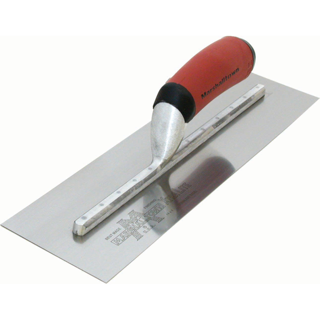 Marshalltown MXS64SSD 14in x 4in Stainless Finishing Trowel with Curved DuraSoft Handle MXS64SSD