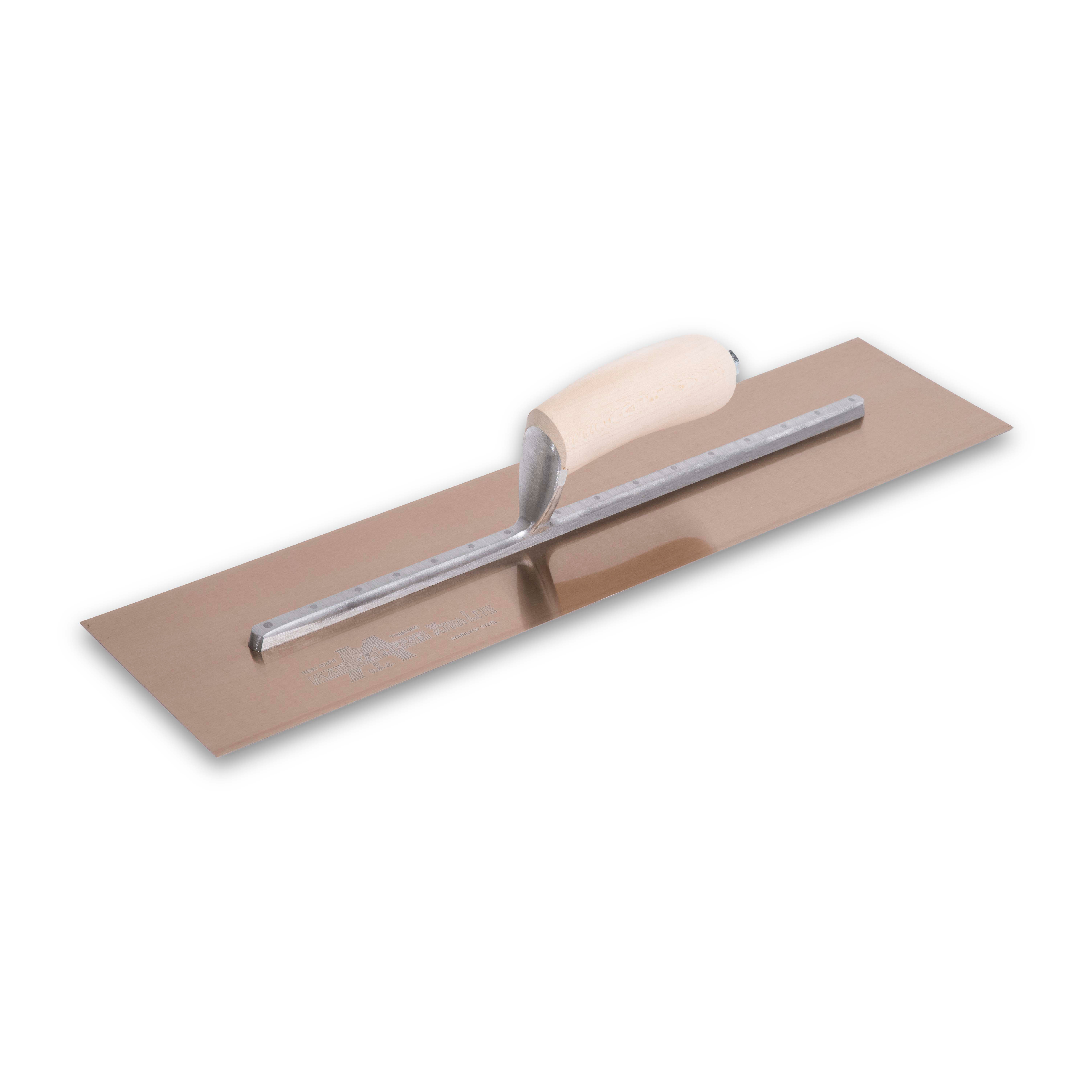 Marshalltown MXS205GS - 20in X 5in Golden Stainless Finishing Trowel w/Curved Wood Handle MXS205GS