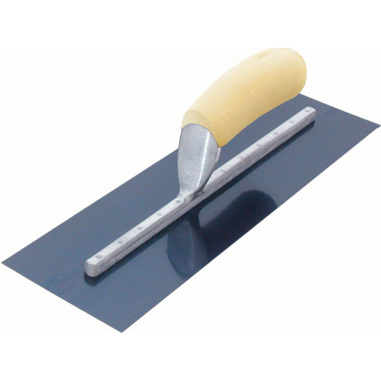 Marshalltown MXS64B 14 x 4 Blue Steel Finishing Trowel Curved Wood Handle MAT-MXS64B