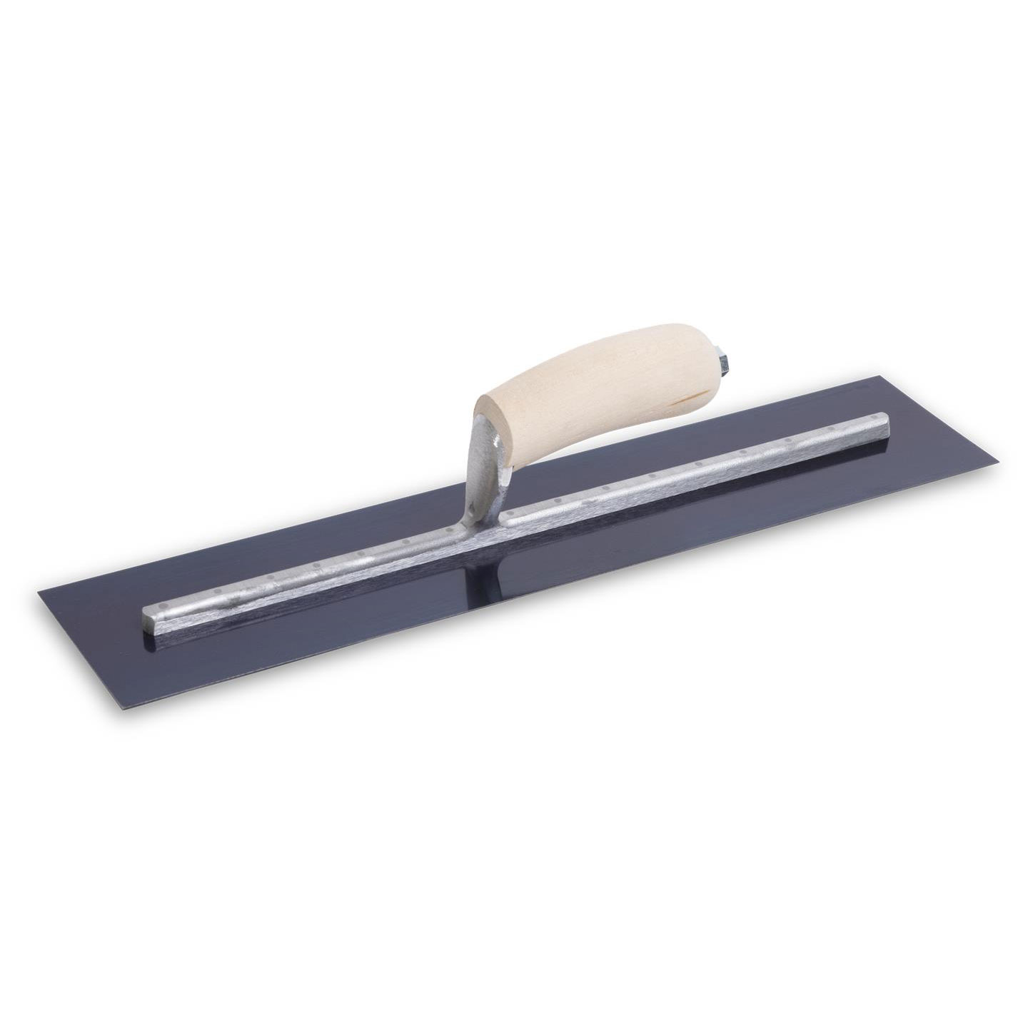 Marshalltown MXS815B 18in x 5in Blue Steel Finishing Trowel Curved Wood Handle MAT-MXS815B