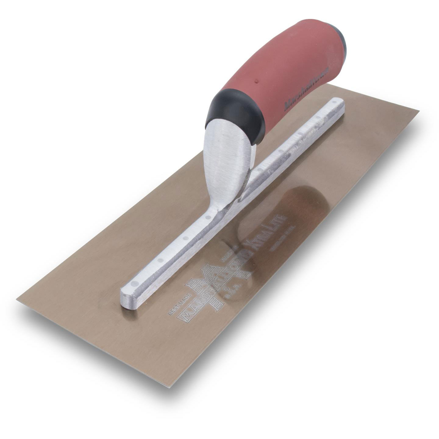 Marshalltown MXS145GD 14in. x 5in. Golden Stainless Steel Finishing Trowel Curved DuraSoft Handle MAT-MXS145GD