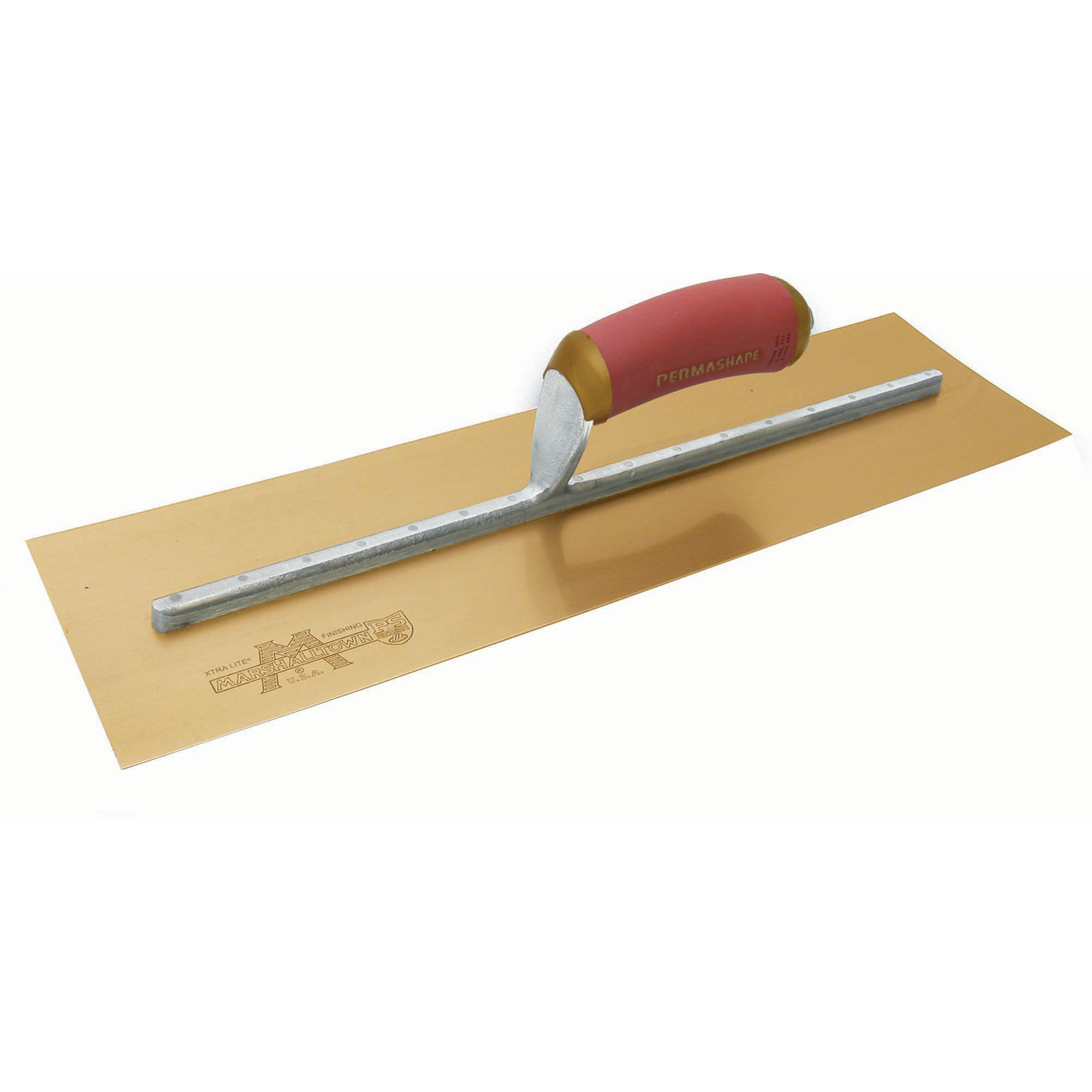 Marshalltown PB165GSD 16in. x 5in. Golden Stainless Steel PermaShape Finishing Trowel with DuraSoft PB165GSD