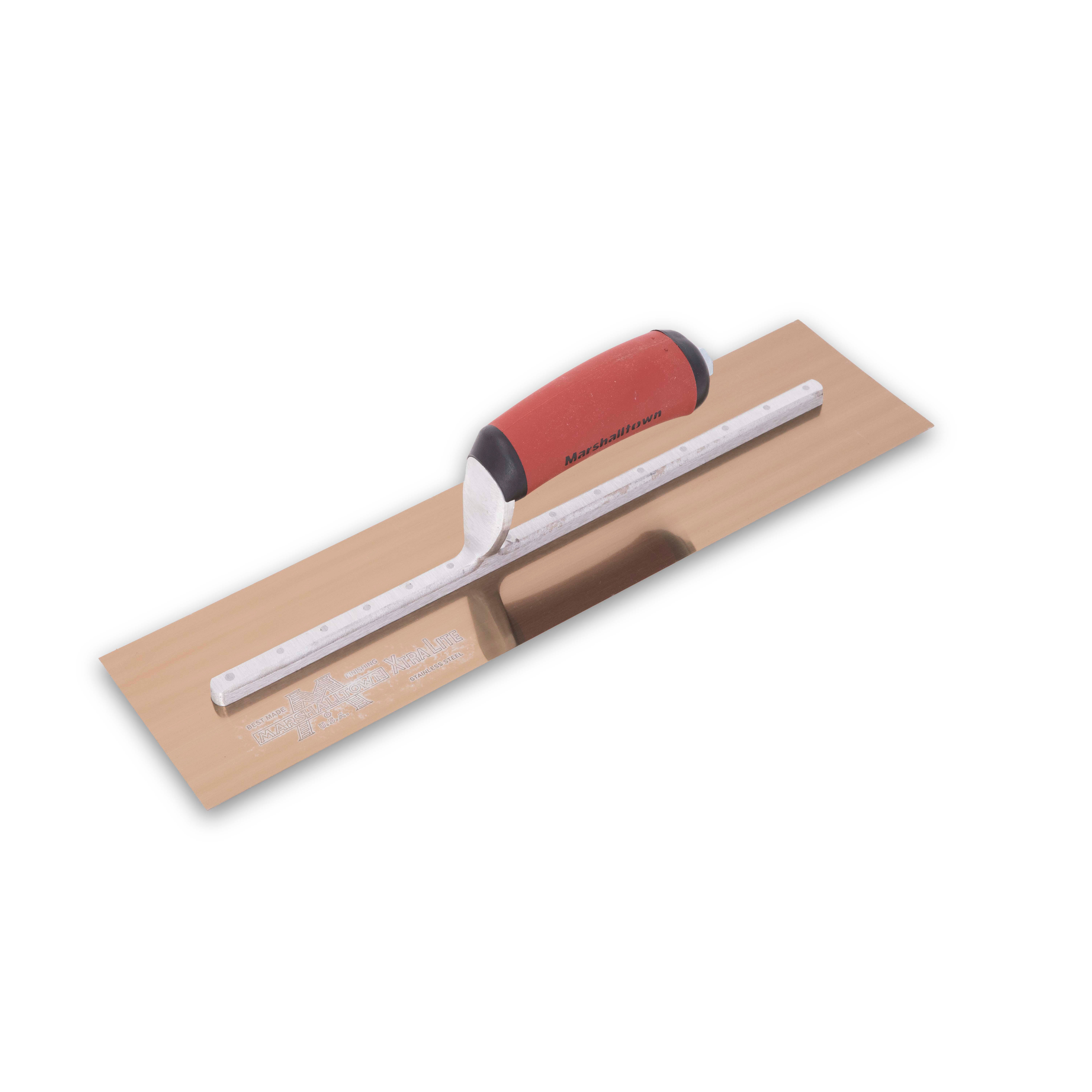 Marshalltown MXS66GSD 16in. x 4in. Golden Stainless Steel Finishing Trowel with DuraSoft MXS66GSD