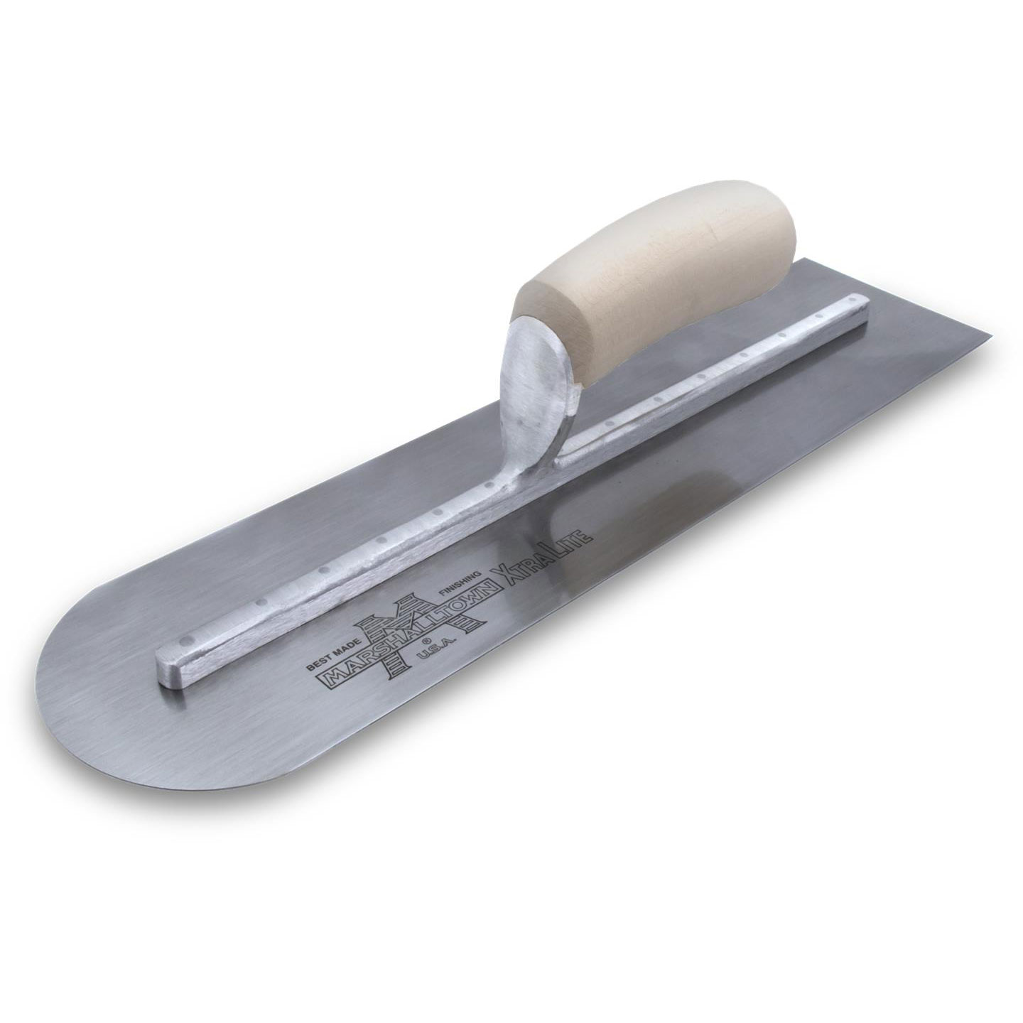 Marshalltown MXS205RE - 20in X 5in Finishing Trowel-Round End w/Curved Wood Handle MXS205RE