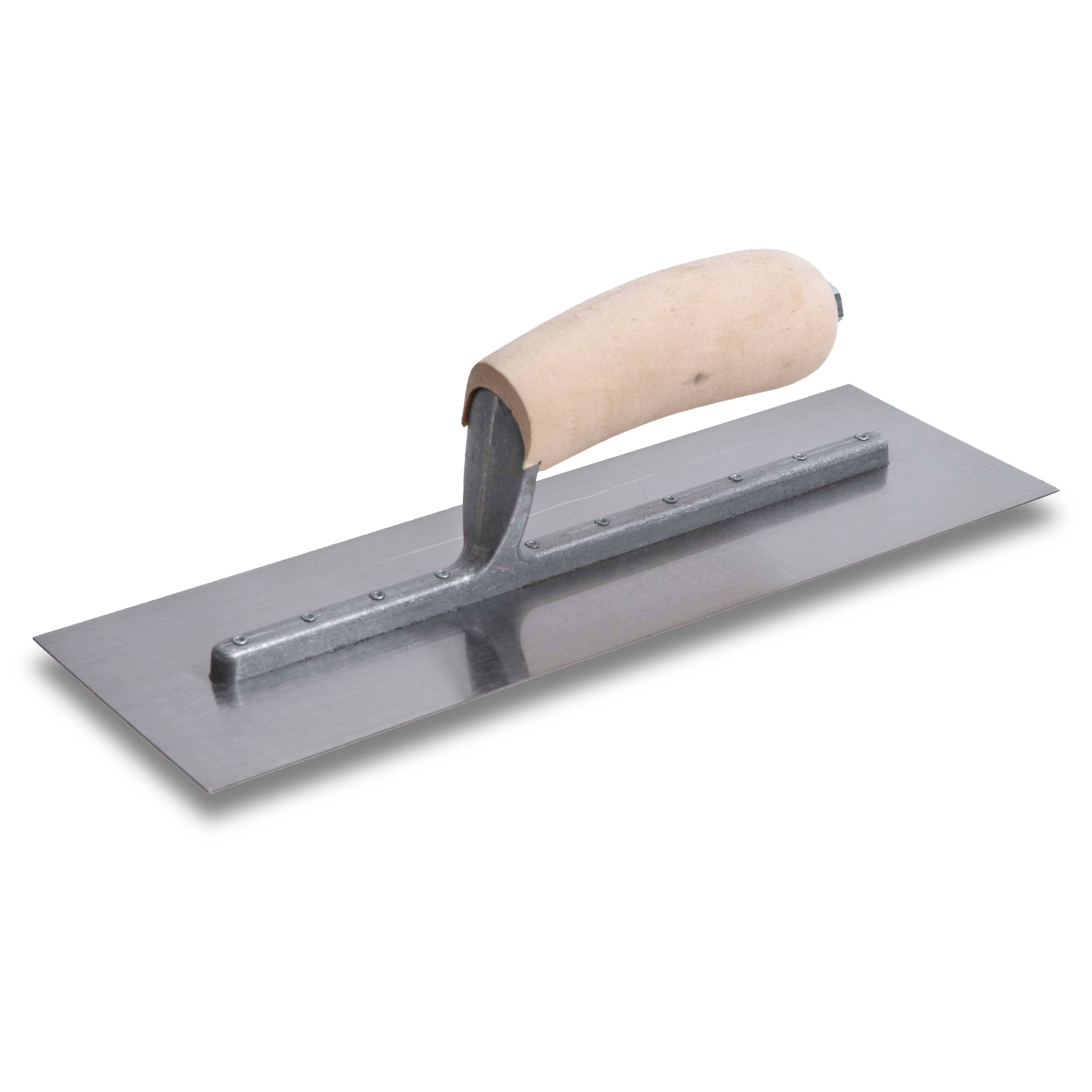 Marshalltown 13514 20" X 4" Rounded End Finishing Trowel w/Curved Wood Handle 