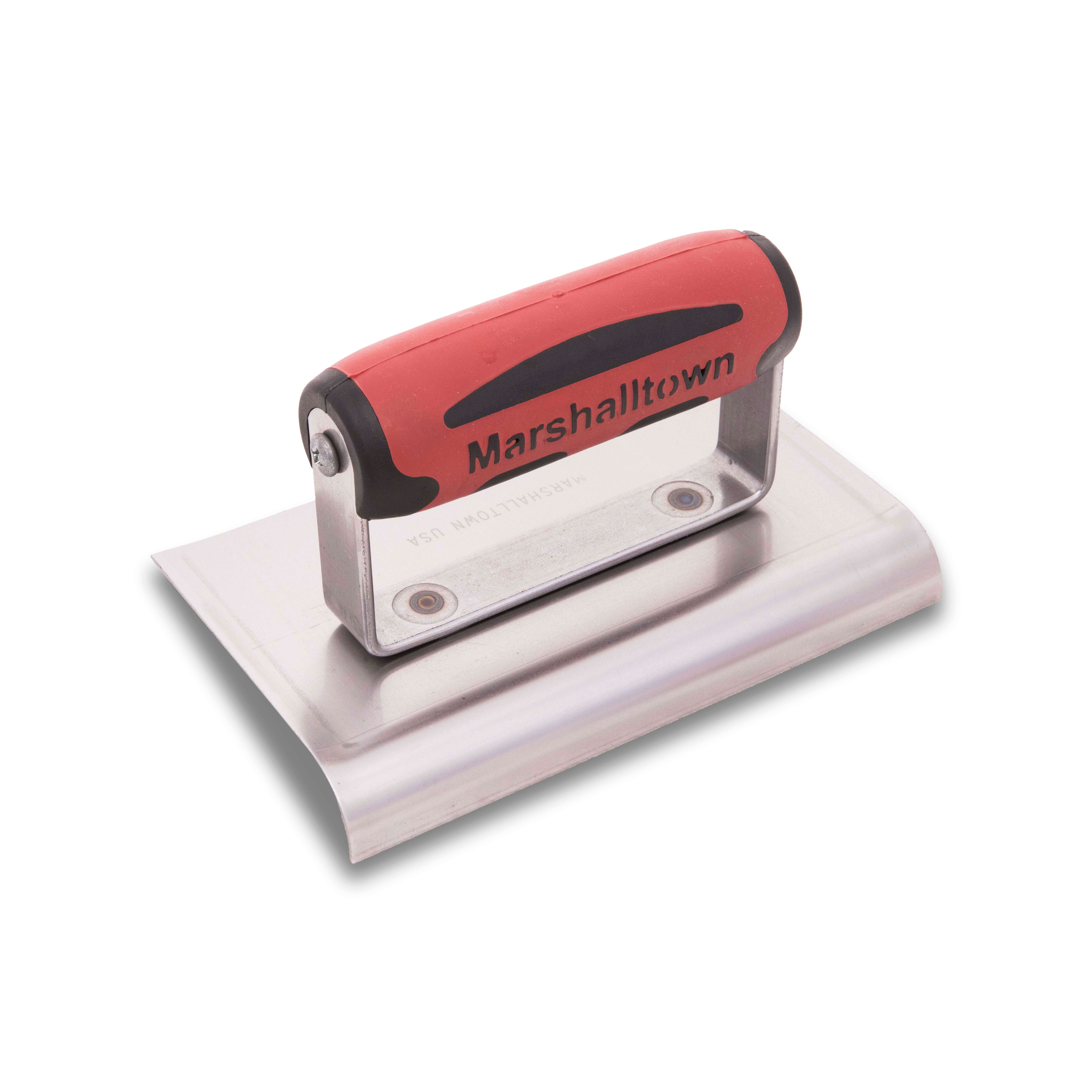Marshalltown 138SSD 6in x 4in Stainless Steel Edger-Curved Ends 1/2R, 5/8L-DuraSoft Handle 138SSD