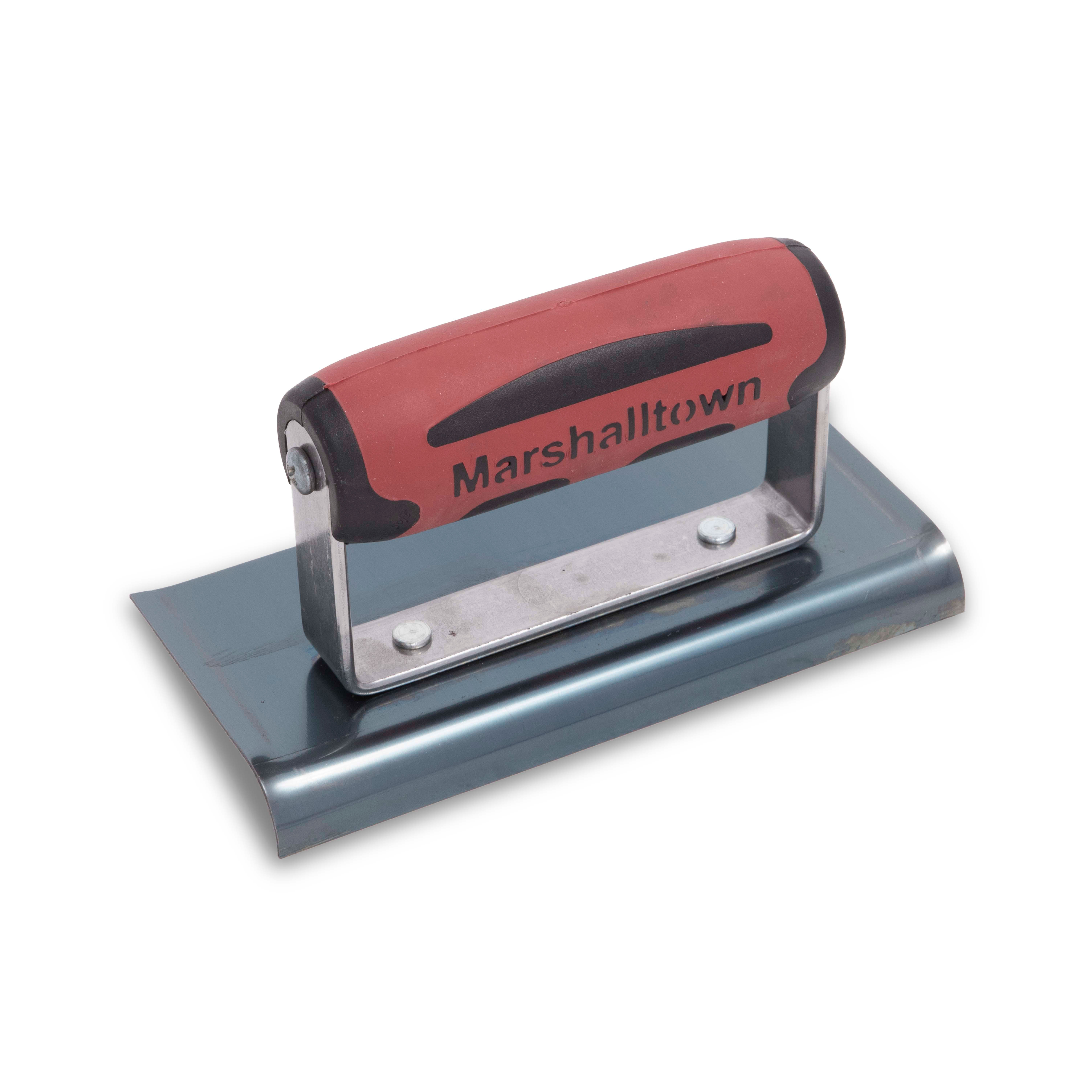 Marshalltown 136BD 6in x 3in Blue Steel Edger-Curved Ends 3/8R, 1/2L-DuraSoft Handle 136BD