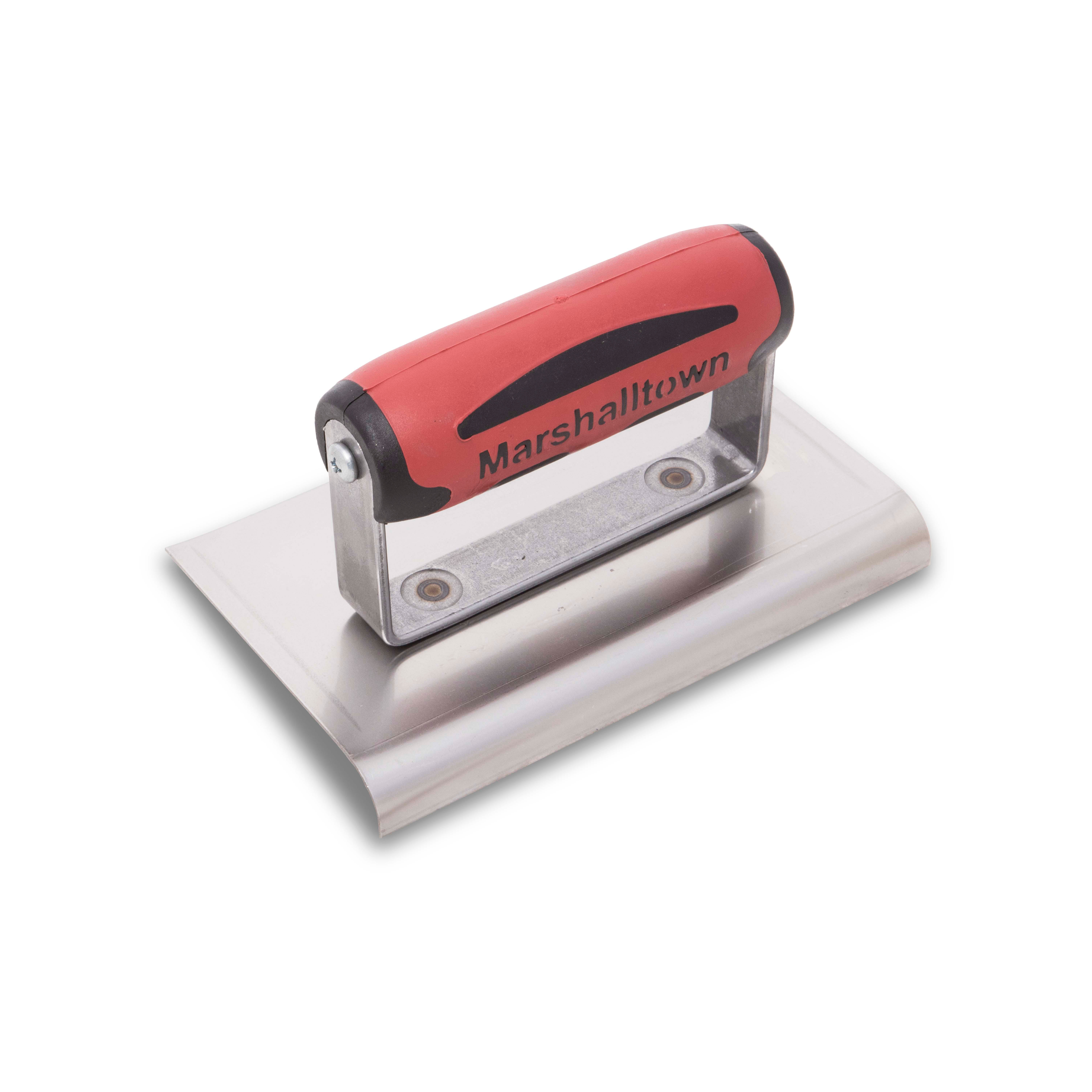 Marshalltown 156SSD 6in x 4in Stainless Steel Edger-Curved Ends 3/8R, 1/2L-DuraSoft Handle 156SSD