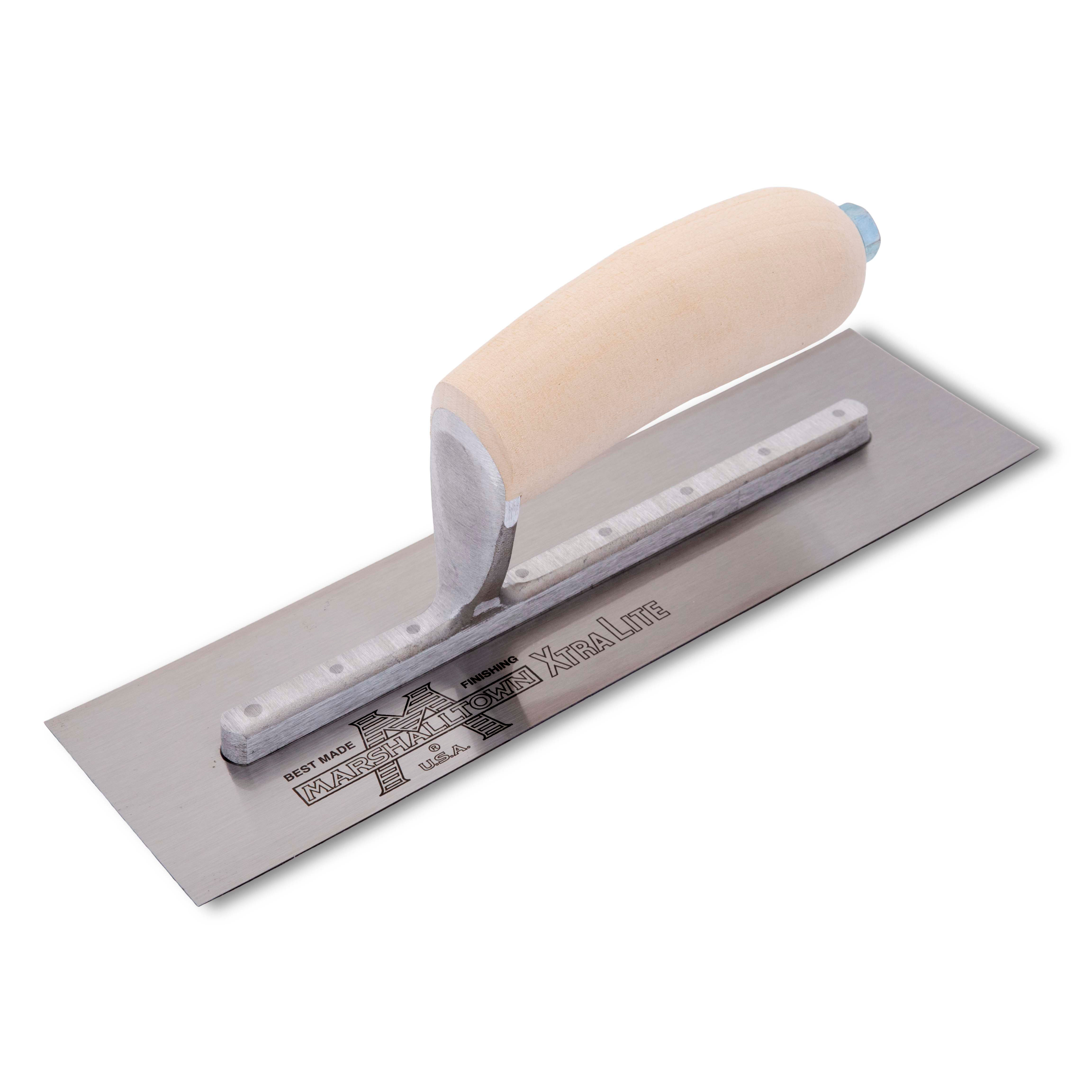 Marshalltown MXS54 10in x 3in Finishing Trowel with Curved Wood Handle MXS54