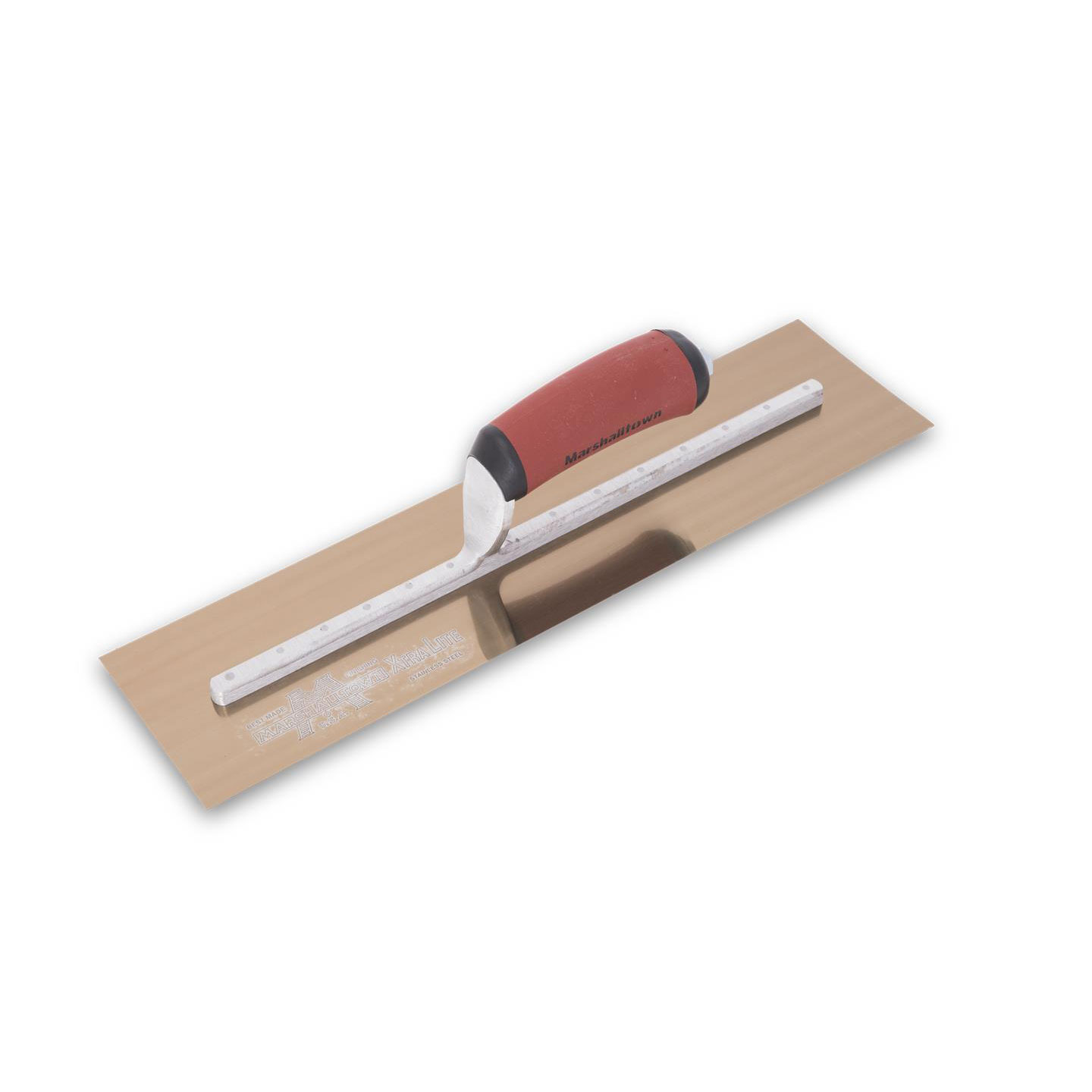 Marshalltown MXS67GSD 16in x 4-1/2in Golden Stainless Finishing Trowel with Curved DuraSoft Handle MXS67GSD