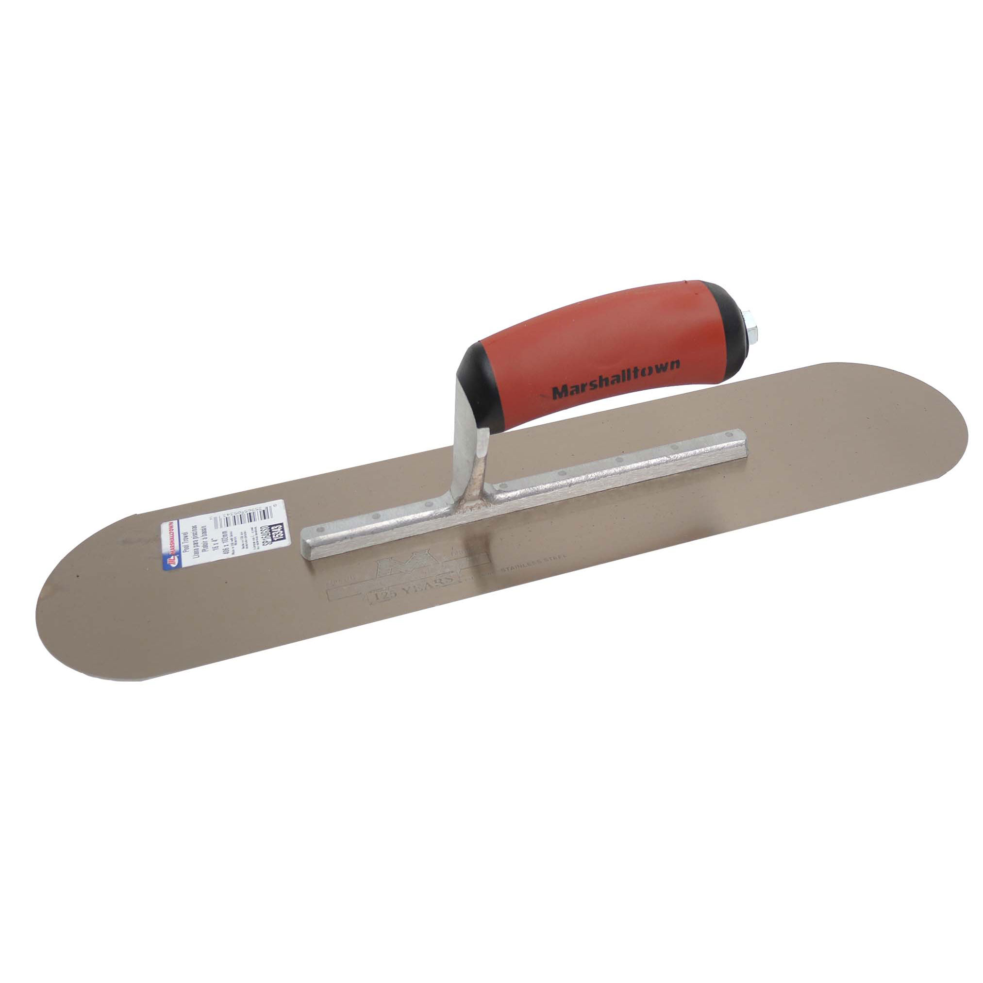 Marshalltown SP164GSD 16in x 4in Golden Stainless Steel Pool Trowel with DuraSoft Handle SP164GSD