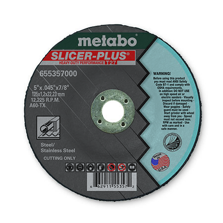 Metabo 655357000 5in. x .045in. x 7/8in. - A60TX Slicer Plus for Steel/Stainless Steel (Pack of 50) 655357000