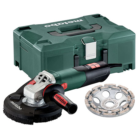 Metabo RSEV 17-125 Set 5in. Variable Speed Concrete Grinder Set - 2,800-9,600 RPM - 14.5 Amps - w/ Lock-on, Electronics, 5in. Double-Row Diamond Cup, Shroud 603829620