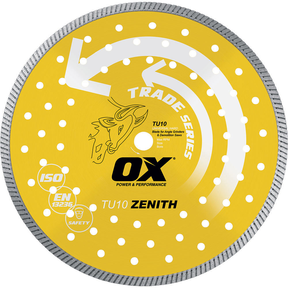 Ox Tools OXTU104.5 Trade Turbo Universal/Hard Diamond Blade - Diameter: 4.5in. x Bore: 7/8in. - 5/8in. OXG-OXTU104.5