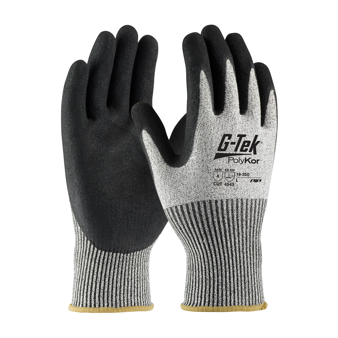 PIP 16-350/XL G-Tek PolyKor Seamless Knit PolyKor Blended Glove with Double-Dipped Nitrile Coated MicroSurface Grip on Palm & Fingers - X-Large PID-16 350 XL