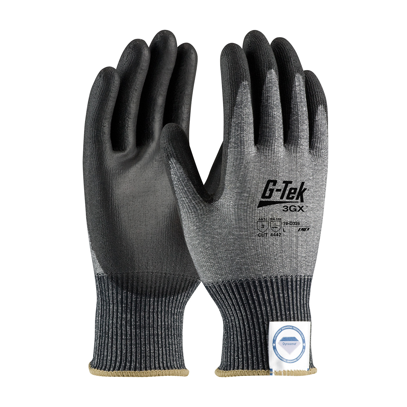 PIP 19-D326/M G-Tek 3GX Seamless Knit Dyneema Diamond Blended Glove with Polyurethane Coated Smooth Grip on Palm & Fingers - Medium PID-19D326M