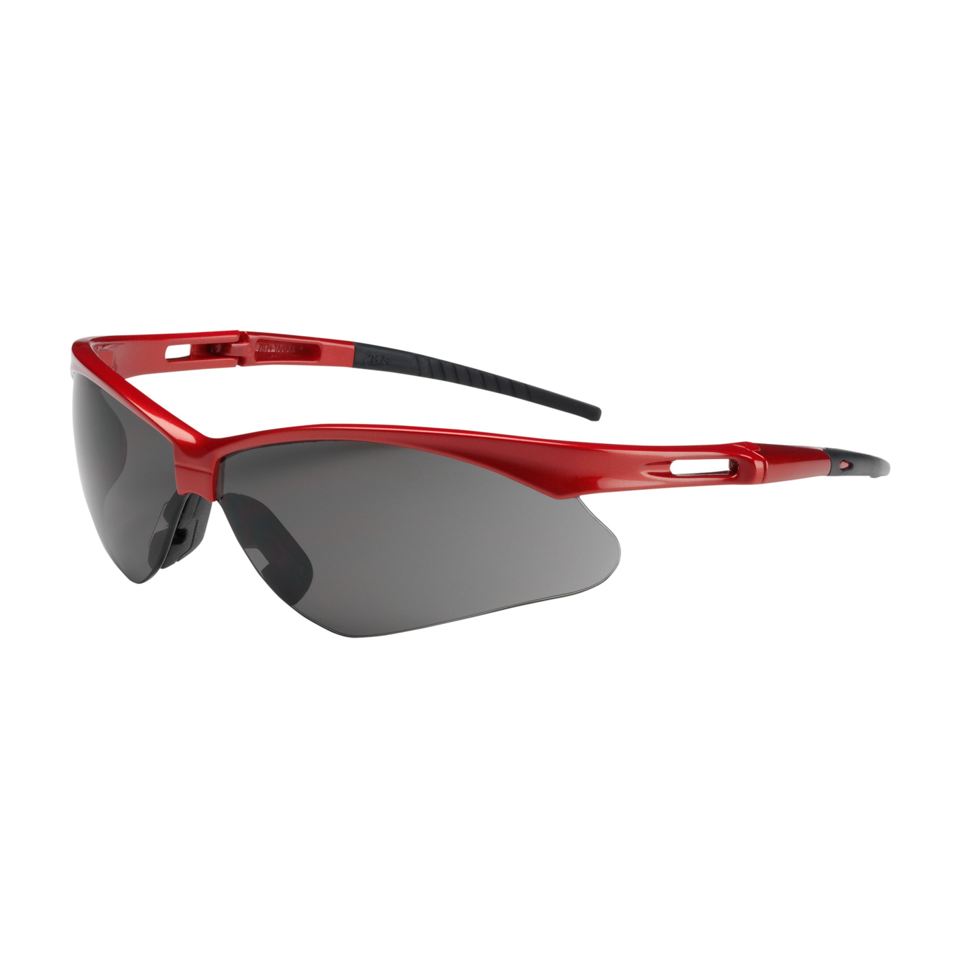 PIP 250-AN-10117 Anser Semi-Rimless Safety Glasses with Red Frame, Gray Lens and Anti-Scratch Coating PID-250 AN 10117