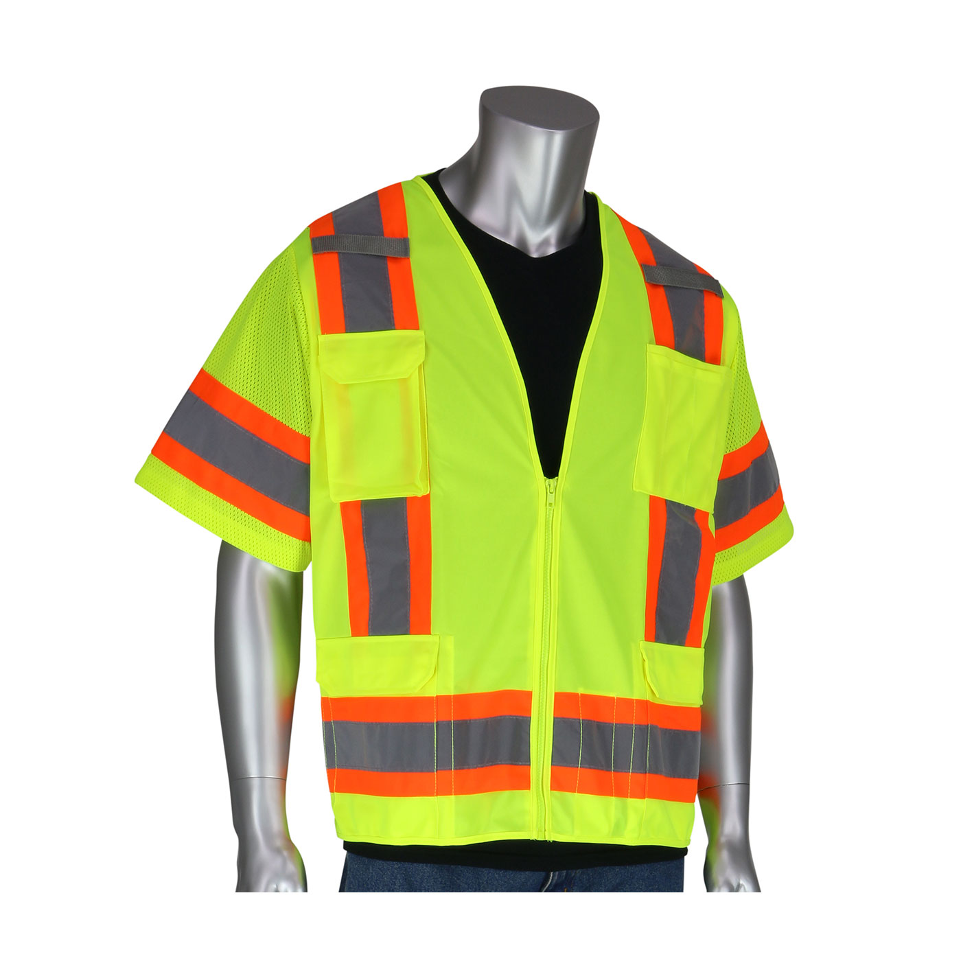 PIP 303-0500-LY/XL ANSI Type R Class 3 Two-Tone Yellow Surveyor Eleven Pocket Vest - X-Large PID-3030500LY XL