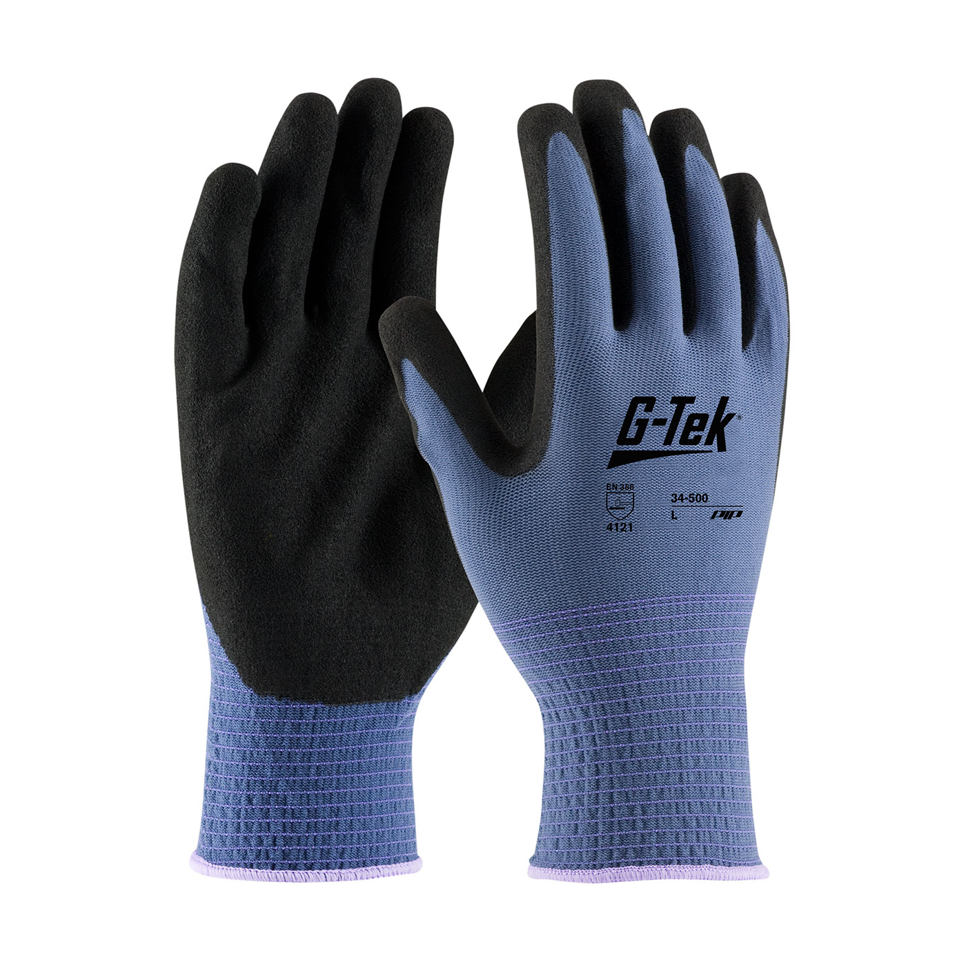 PIP 34-500/M G-Tek GP Seamless Knit Nylon Glove with Nitrile Coated MicroSurface Grip on Palm & Fingers - 13 Gauge - Medium PID-34 500 M