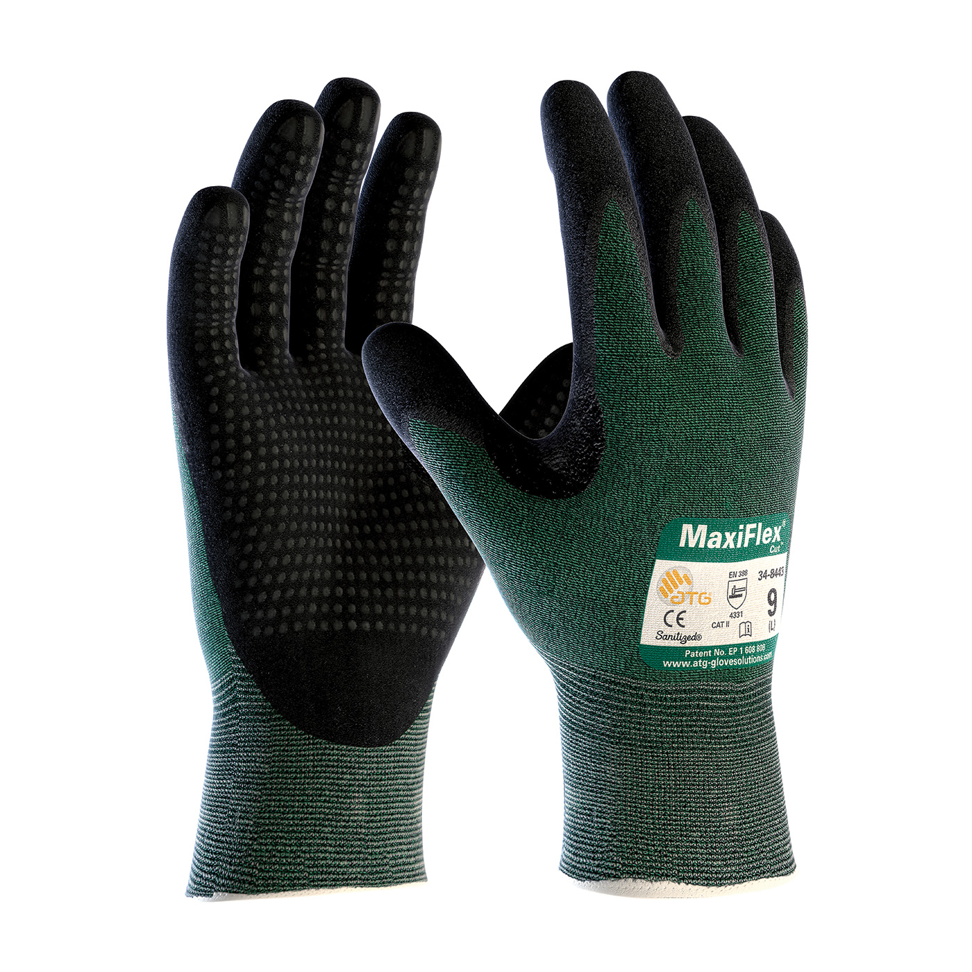 PIP 34-8443/L MaxiFlex Cut Seamless Knit Engineered Yarn Glove with Premium Nitrile Coated MicroFoam Grip on Palm & Fingers - Micro Dot Palm - Large PID-34 8443 L