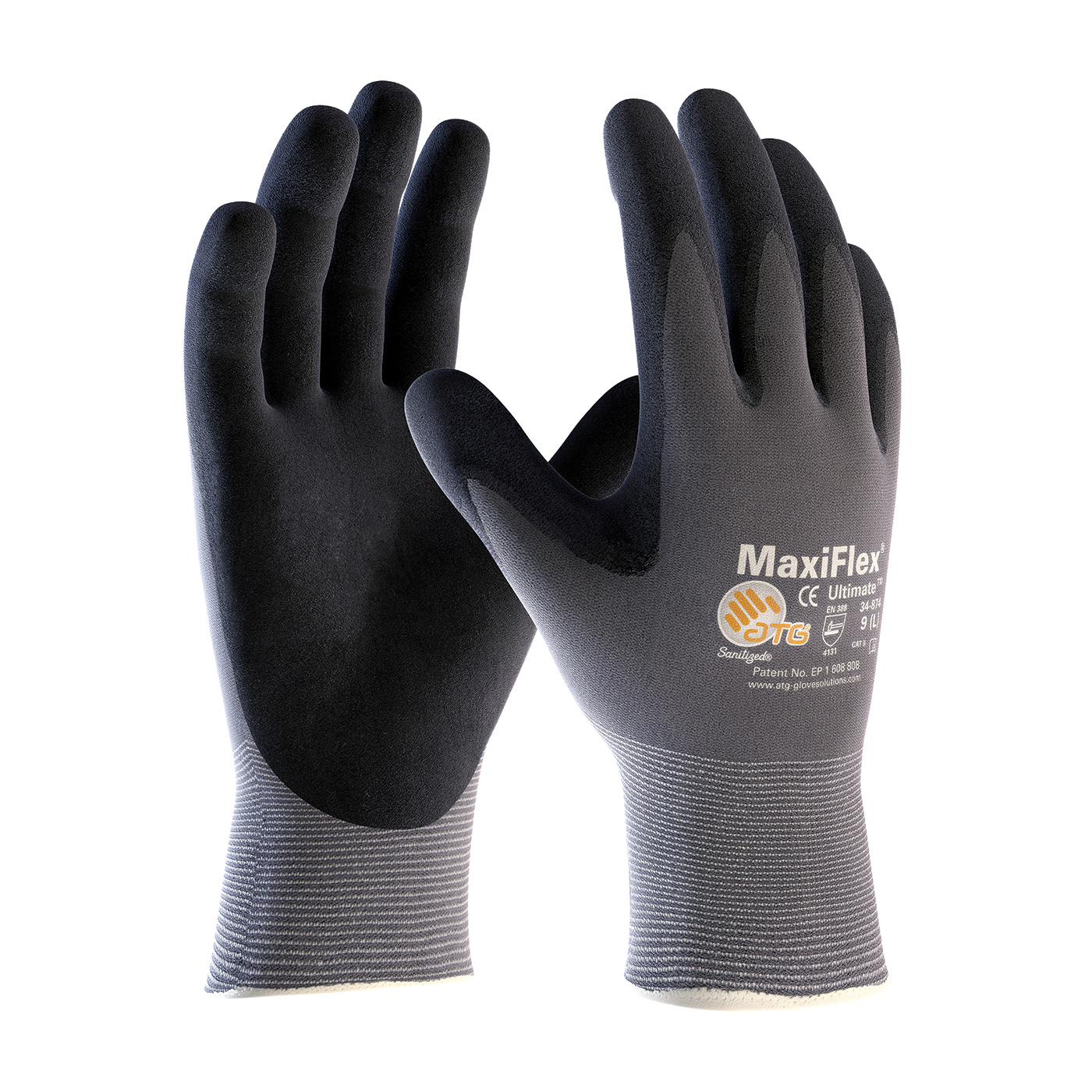 PIP 34-874/M MaxiFlex Ultimate Seamless Knit Nylon/Lycra Glove with Nitrile Coated MicroFoam Grip on Palm & Fingers - Medium PID-34 874 M