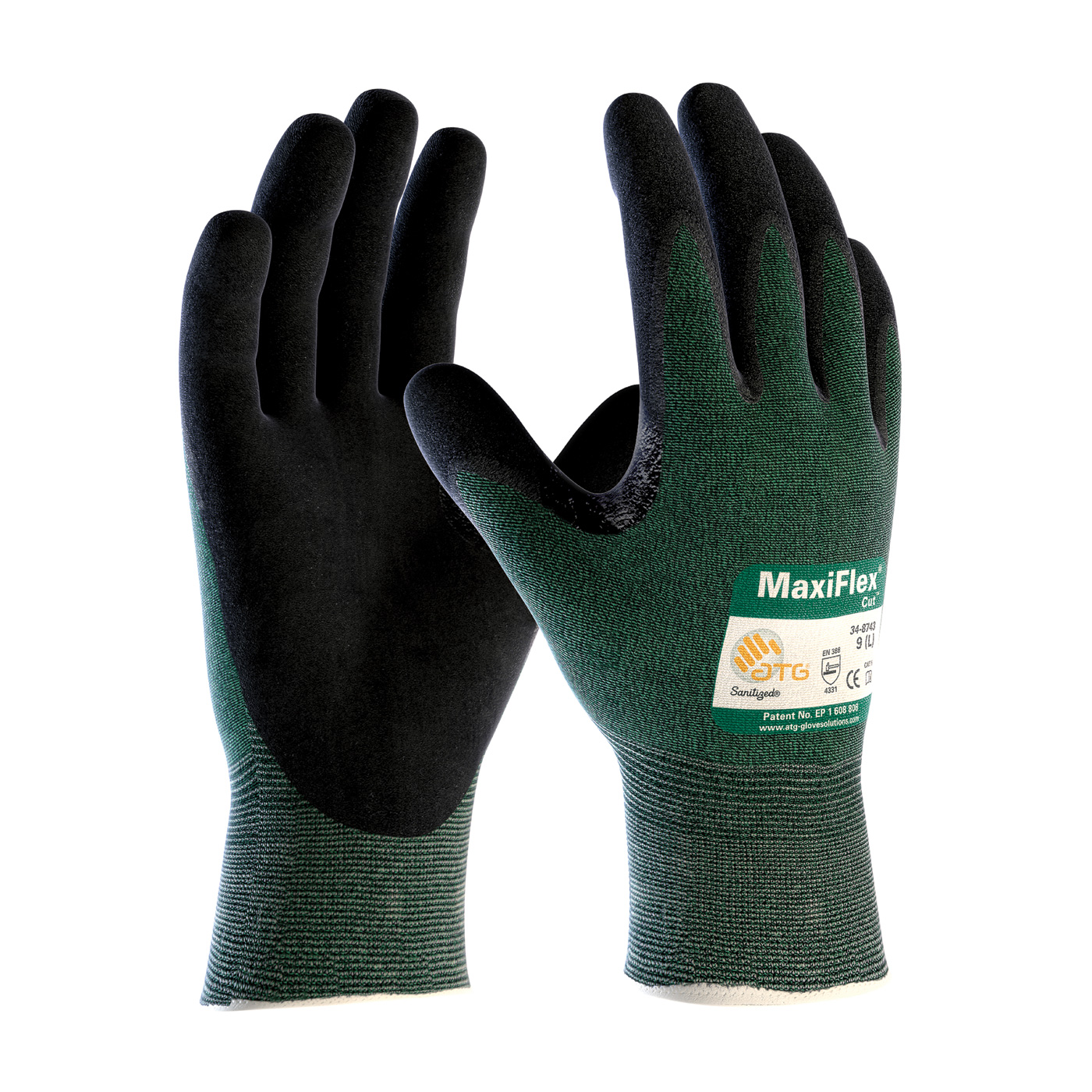 PIP 34-8743/L MaxiFlex Cut Seamless Knit Engineered Yarn Glove with Premium Nitrile Coated MicroFoam Grip on Palm & Fingers - Large PID-34 8743 L