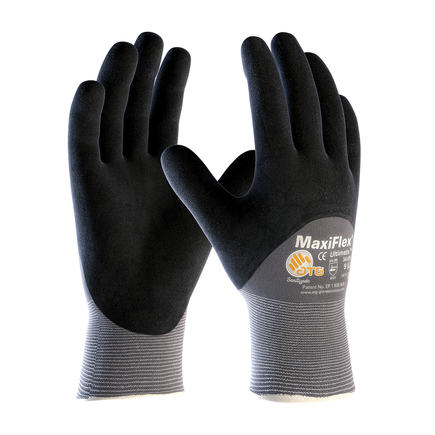 PIP 34-875/L MaxiFlex Ultimate Seamless Knit Nylon/Lycra Glove with Nitrile Coated MicroFoam Grip on Palm, Fingers & Knuckles - Large PID-34 875 L