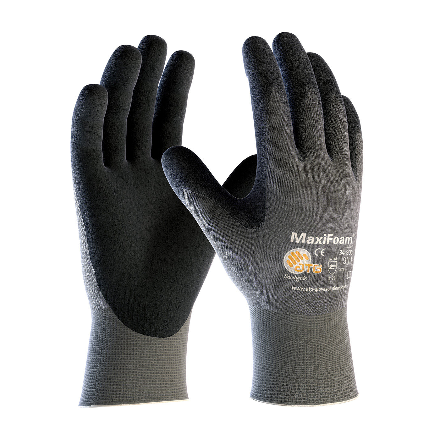PIP 34-900/L MaxiFoam Lite Seamless Knit Nylon Glove with Nitrile Coated Foam Grip on Palm & Finger - Large PID-34 900 L