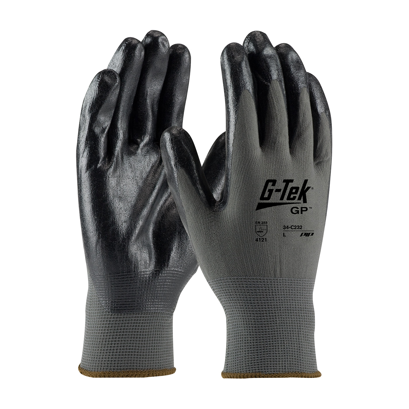 PIP 34-C232/M G-Tek GP Seamless Knit Nylon Glove with Nitrile Coated Foam Grip on Palm & Fingers - Economy Grade - Medium PID-34 C232 M