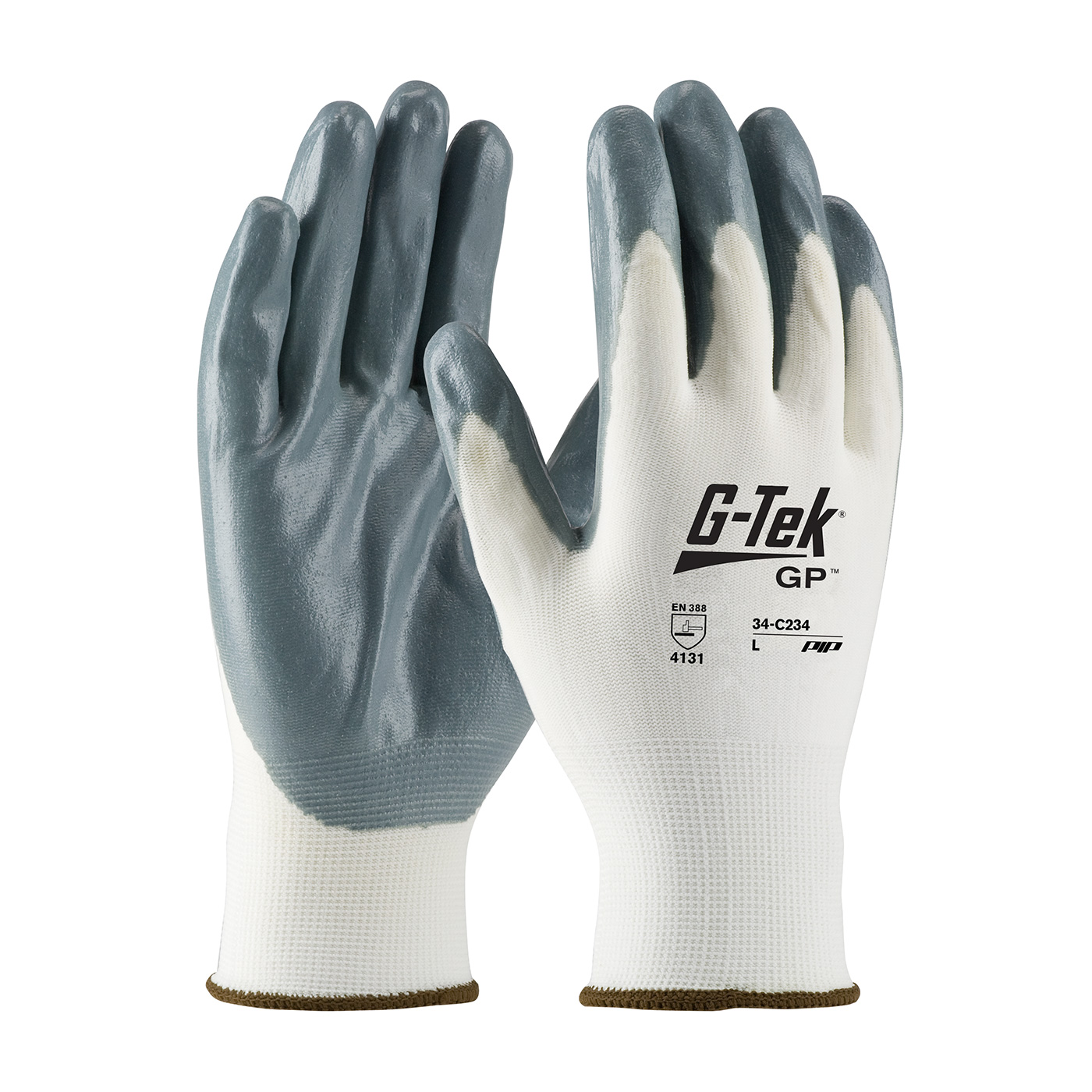 PIP 34-C234/M G-Tek Seamless Knit Nylon Glove with Nitrile Coated Foam Grip on Palm & Fingers - Economy Grad - Medium PID-34 C234 M