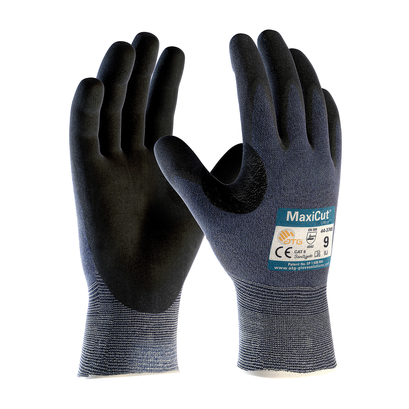 PIP 44-3745/L MaxiCut Ultra Seamless Knit Engineered Yarn Glove with Premium Nitrile Coated MicroFoam Grip on Palm & Fingers - Large PID-44 3745 L